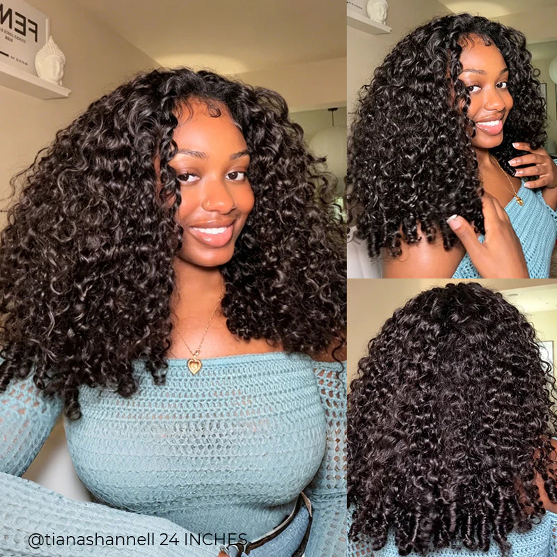Burmese Curly Half Wig Human Hair Wear Go Glueless #1003